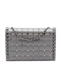 Pre-Loved by Azura Reborn - Pre-Loved Small Lambskin Chocolate Bar CC Piercing Studded Chain Flap