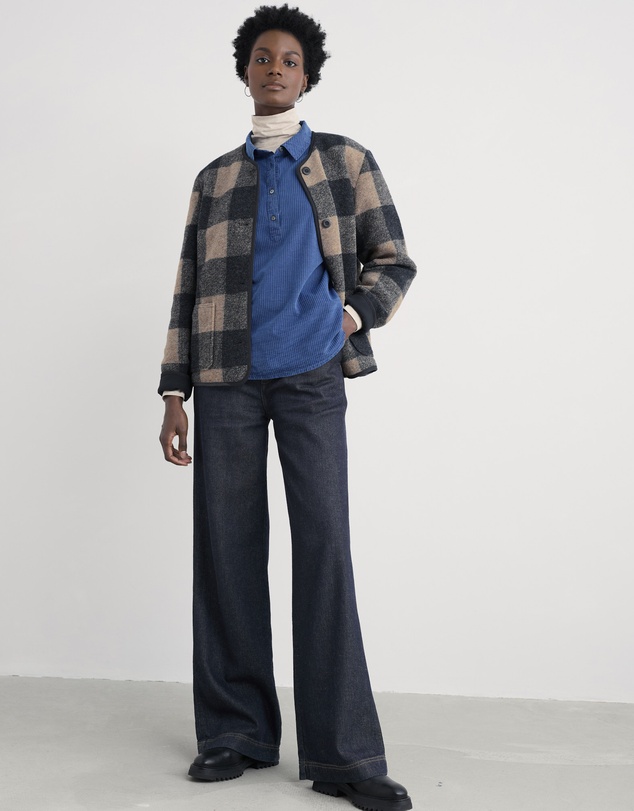 Seasalt - Seasalt Cornwall Navy Merywen Checked Jacket