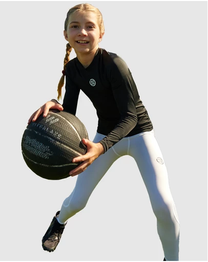 SKINS - Youth Compression Long Tights - White