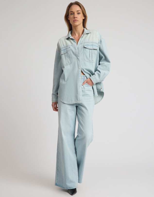 ONE TEASPOON - Daydream Oversized Denim Shirt - Sea Mist Blue