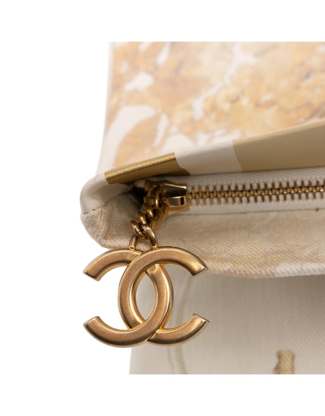 Pre-Loved by Azura Reborn - Pre-Loved XL Printed Canvas and Striped Lambskin Foldover Clutch