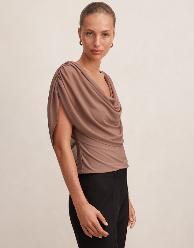 Forever New - Olivia Draped Mesh Cape Top
