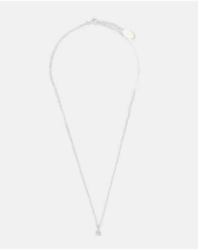 Georgini - Natural Aquamarine And Diamond March Silver Pendant
