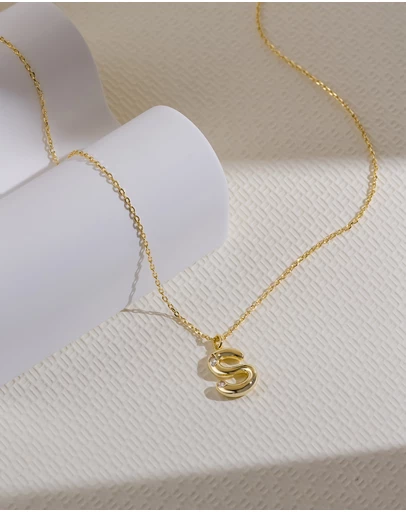 Wanderlust + Co - Alphabet Bubble Pendant Necklace - Letter S