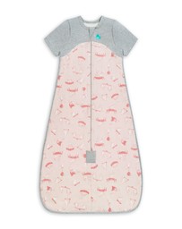 Love to Dream - Sleep Bag 1.0 TOG Organic Cotton Short Sleeve Daredevil Bunny in Light Pink