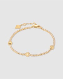 Wanderlust + Co - Heart Pave 14K Gold Vermeil Petite Tennis Bracelet