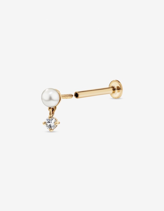 Michael Hill - Cultured Freshwater Pearl & White Sapphire Single Helix Earring in 10kt Gold