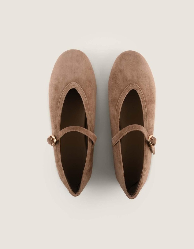 Shelly Shen - Rene Ballet Flats Taupe Suede