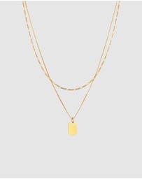 Kuzzoi - ICONIC EXCLUSIVE - Necklace Men Layer Pendant Plate Figaro in 925 sterling silver gold plated