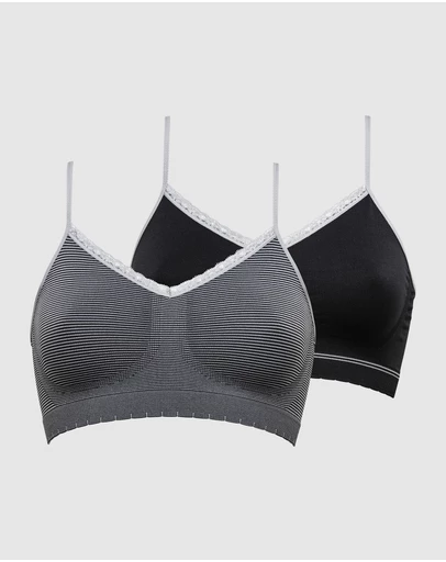 Billet Doux - Zen Attitude Crop Top Style Wirefree Bralette - 2 Pack