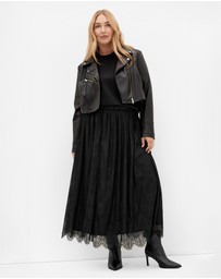 City Chic - Plus size Ivy Lace Mesh Skirt - black