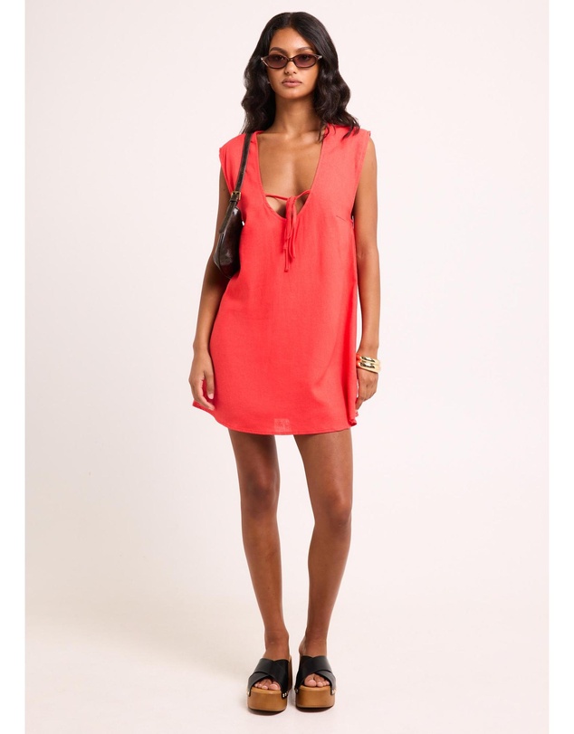 Subtitled - Everlyn Linen Scoop Neck Mini Dress