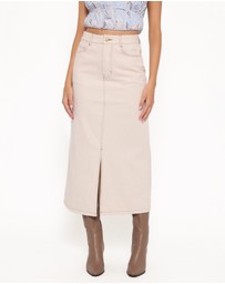 Petal & Pup - Dana Denim Midi Skirt - Bone