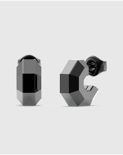 GUESS - Black IP Exagon Earrings