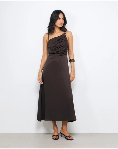 AERE - Romy Trim Detail Midi Dress