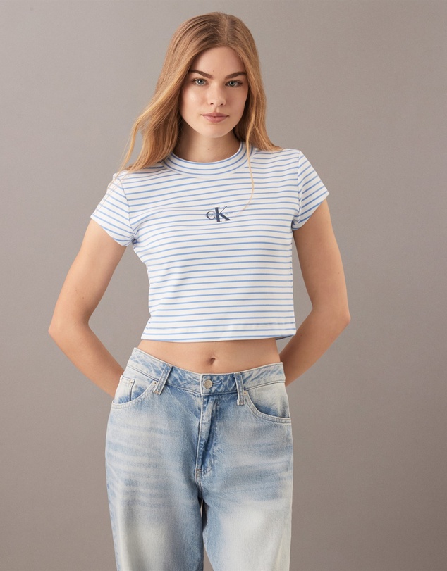 Calvin Klein Jeans - Yarn-Dyed Stripe Monologo Baby Tee