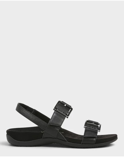 Vionic - Reese Back Strap Sandal - Black Tumbled Leather