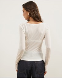Atmos&Here - Wool Blend Henley Long Sleeve Top
