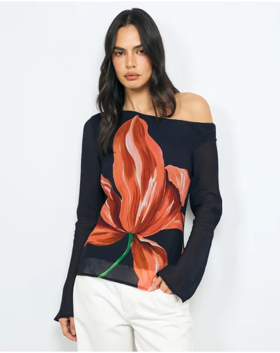 AERE - Off Shoulder Georgette Top