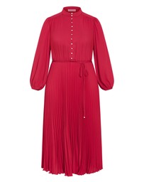 City Chic - Plus size Halle Long Sleeve Pleat Dress - shiraz