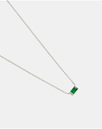 Kirstin Ash - Baguette Birthstone Necklace May Green Onyx
