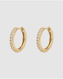 Wanderlust + Co - Classic Pave Gold 10mm Huggie Earrings