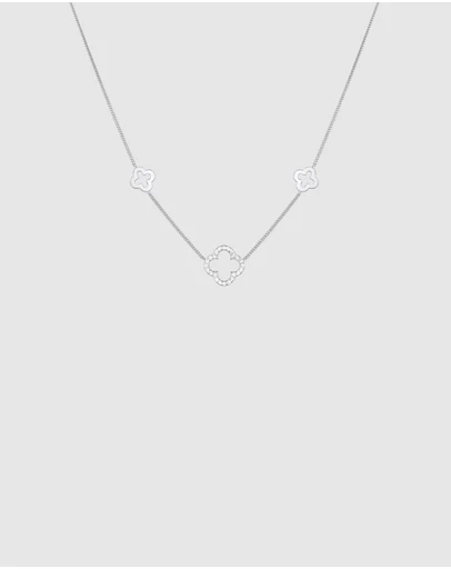 Elli Jewelry - Cloverleaf Zirconia Necklace in 925 Silver