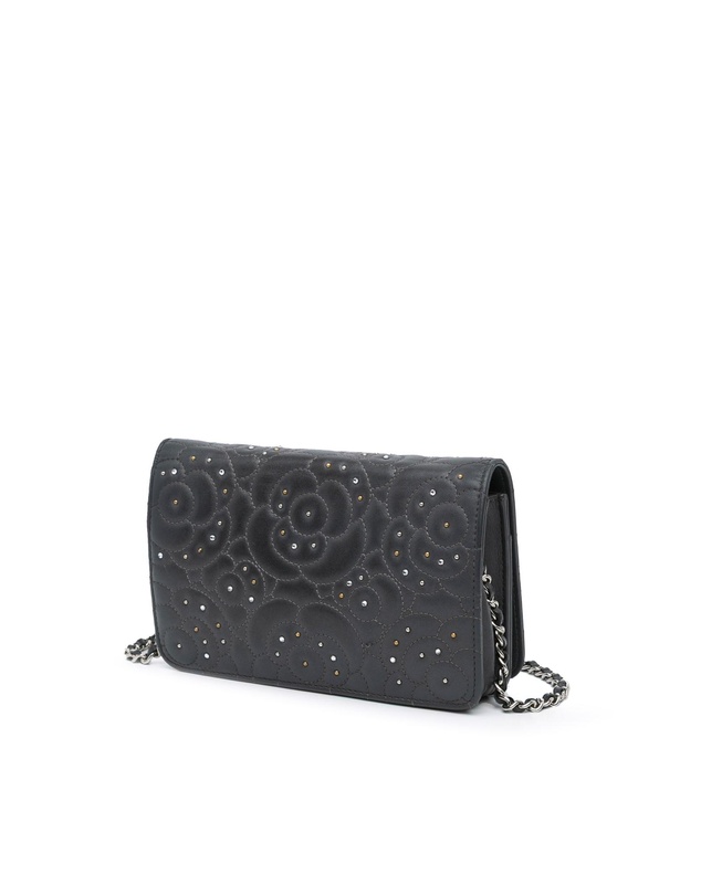 Pre-Loved by Azura Reborn - Pre-Loved Studded Lambskin Camellia Wallet On Chain