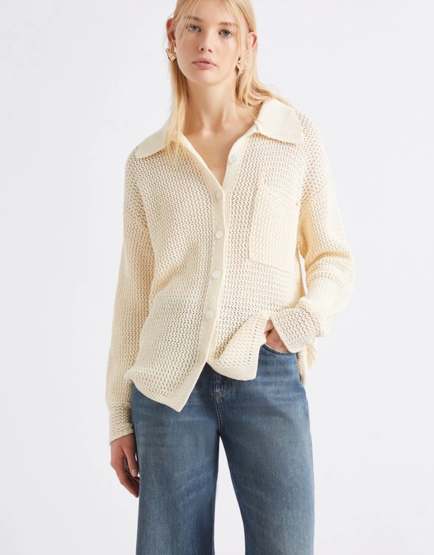 Marella - Cream Knit Collar Cardigan