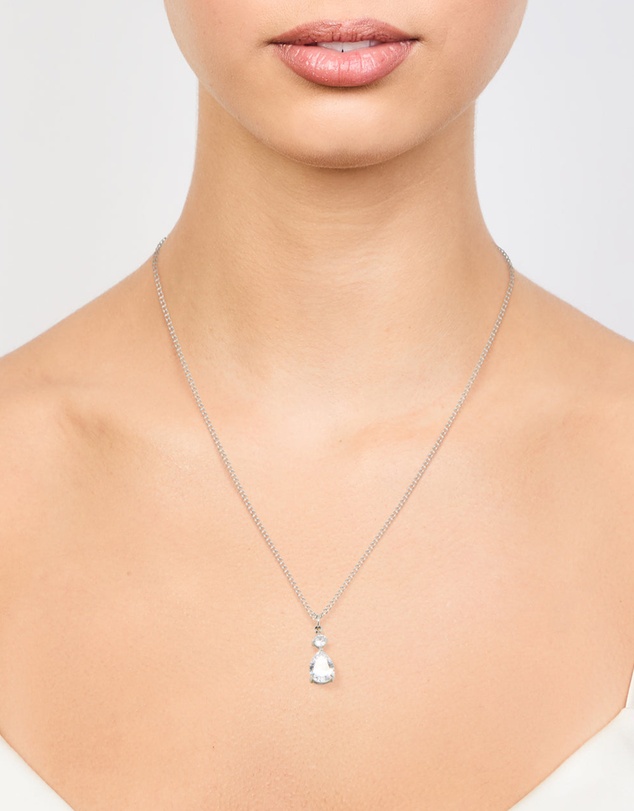 Lovisa - Waterproof Stainless Steel Cubic Zirconia Pear Pendant Necklace