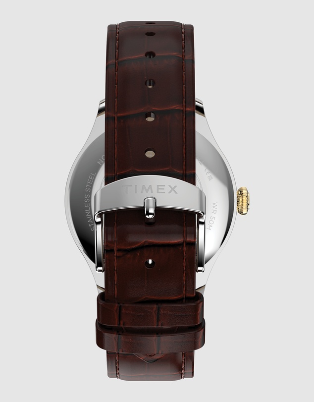 TIMEX - Waterbury Classic 39mm Brown Crocodile Grain Leather Strap Watch