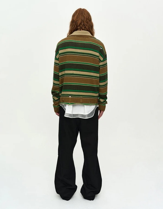 Andersson Bell - Double Layered Stripe Half Zip-Up Sweater