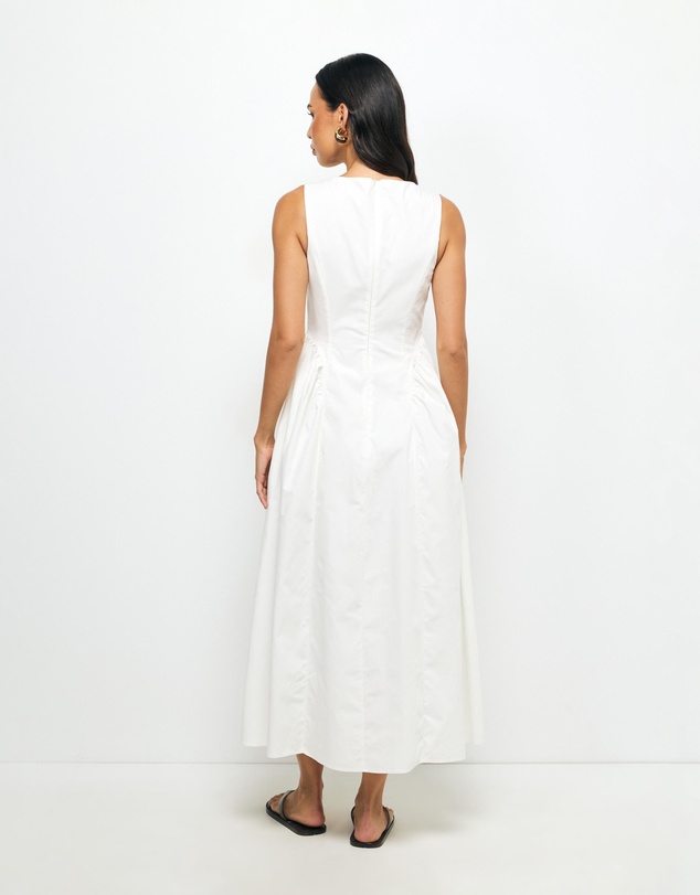 AERE - Sage Gathered Waist Midi Dress