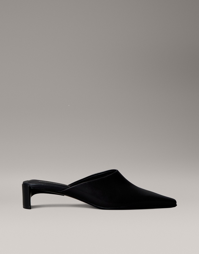 Calvin Klein - Leather Kitten Heel Mules