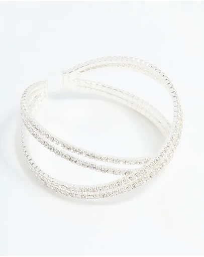 Lovisa - Silver Diamante Pave Wrap Bangle