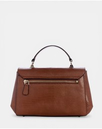 GUESS - Brown Melinda Top Handle Flap Bag
