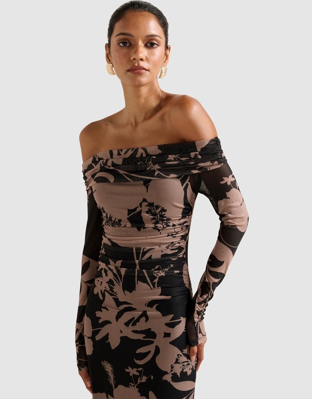 Forever New Petite - Minnie Petite Mesh Bardot Midi Dress