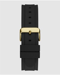 GUESS - Parker Gold 44mm Green Dial Black Silicone Strap