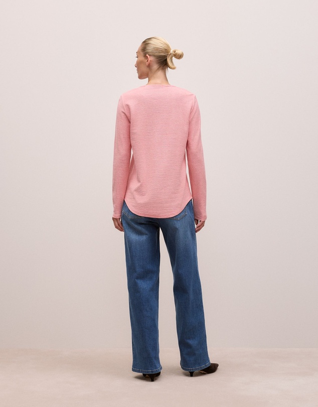 Trenery - Ottoman Marle Long Sleeve T-shirt in Dusty Rose