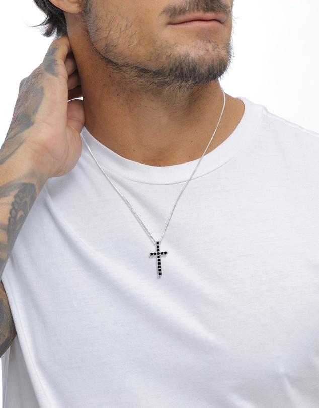 Kuzzoi - ICONIC EXCLUSIVE - Crystal Cross Pendant Necklace in 925 Silver