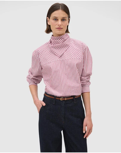 Oroton - Scarf Tie Stripe Shirt