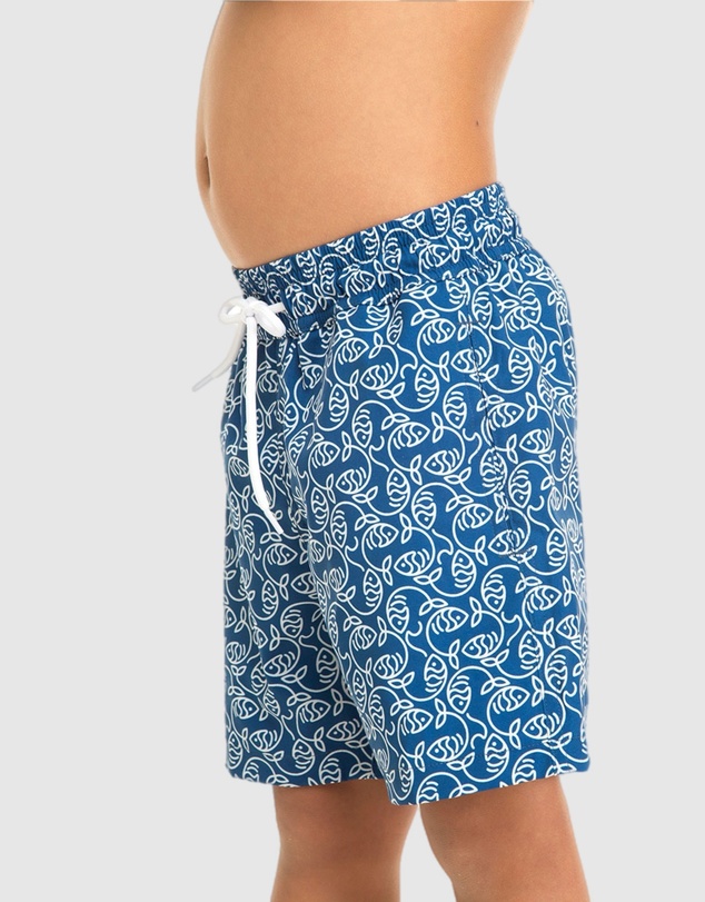 Tolu Australia - Boys Swim Shorts With Blue Fishes