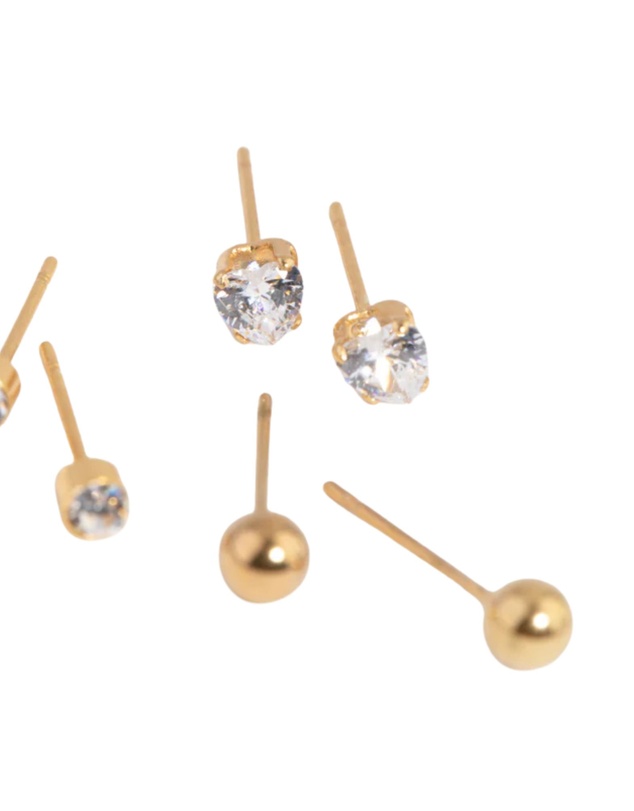 Lovisa - 24 Carat Gold Plated Surgical Steel Love Pack Stud Earrings