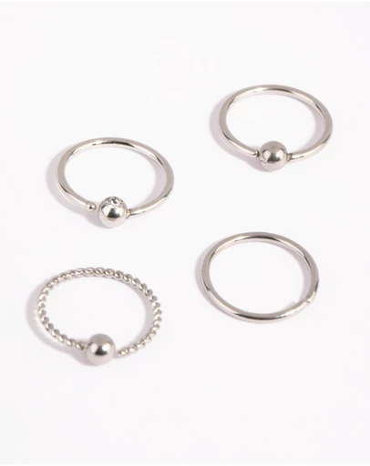 Lovisa - Surgical Steel Textured Nose Ring 4-Pack