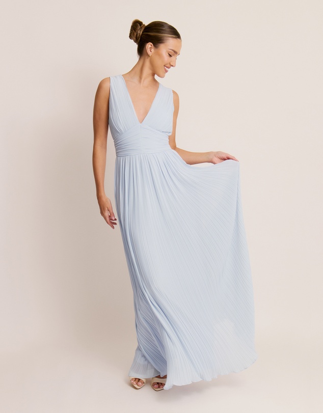 Six Stories - Pleated Plunge Maxi Dress