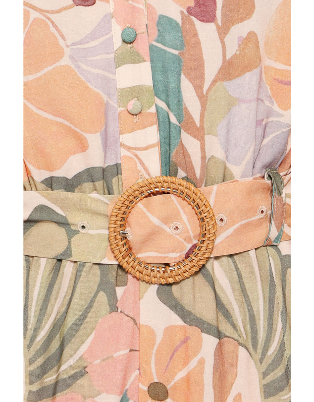 Petal & Pup - Louisa Balloon Sleeve Playsuit - Retro Orange Floral