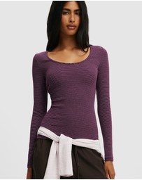 Cotton On - Scoop Neck Rib Long Sleeve Top