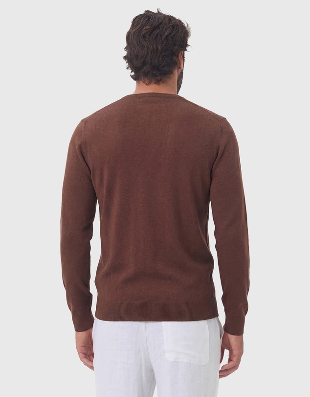 Coast Clothing - V-Neck Cotton Jumper - Chocolate