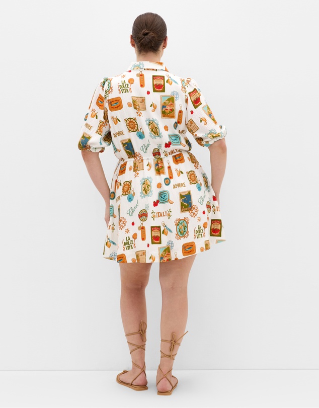 City Chic - Plus size Amore Print Mini Dress - ivory