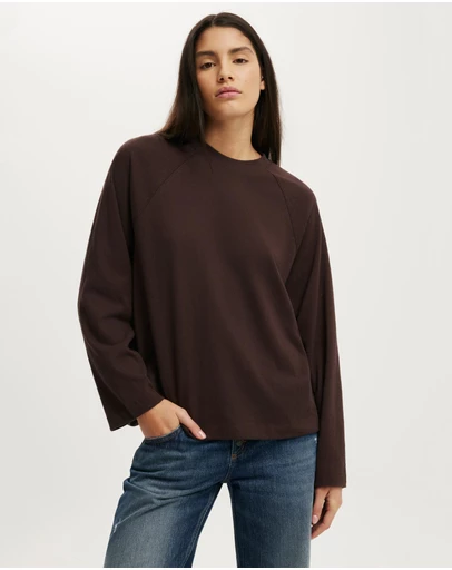 Cotton On - Boxy Raglan Long Sleeve Tee